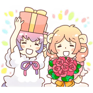 🎁 アニメ, ギフト, バラ, かわいい, 漫画, カワイイ, お祝い whatsapp sticker