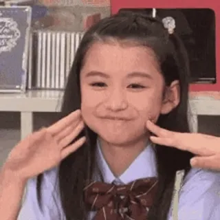 👧 criança, menina, bonita, asiática, covinhas, sorriso, retrato telegram sticker