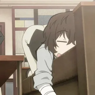 📺 Anime, Personnage, Dormir, Fatigué, Dessin animé, Penché telegram sticker