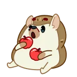 🍎 ёж, животное, милый, яблоки, мультфильм, наклейка telegram sticker