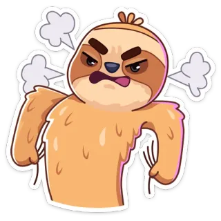 😡 leniwiec, zły, kreskówka, sfrustrowany, wściekły, słodki telegram sticker