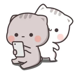 🍼 chat, Peach et Goma, mignon, couple, kawaii, téléphone portable telegram sticker