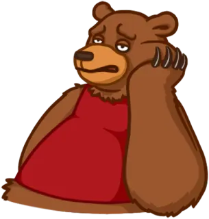 😤 urso, triste, entediado, animal, desenho animado telegram sticker