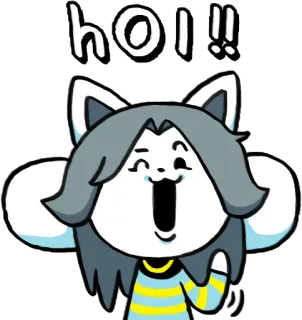 😉 Temmie Undertale hOI!! temmie, hoi, undertale, mignon, chat, jeu vidéo telegram sticker