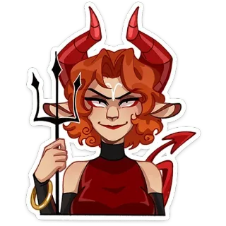 😈 ปีศาจ, ซาตาน, การ์ตูน, เขา, สีแดง, ตัวละคร, ภาพประกอบ telegram sticker