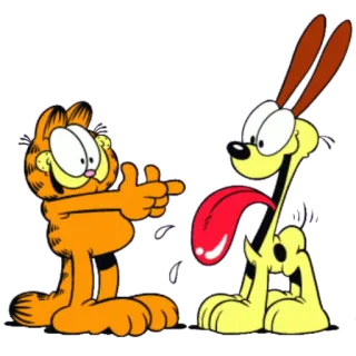 😀 Garfield cat, dog, cartoon, comic, Jon Arbuckle, Odie whatsapp sticker