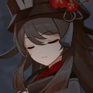😒 Hu Tao Genshin Impact Anime, Mädchen, Hut, Blumen, Spiel whatsapp sticker