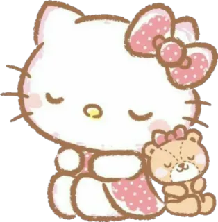😴 Hello Kitty hello kitty, cartoon, cute, kawaii, sanrio, teddy bear, sleeping telegram sticker