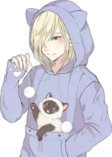 ☺️ anime, cat, character, cartoon, kawaii, cute, blonde whatsapp sticker