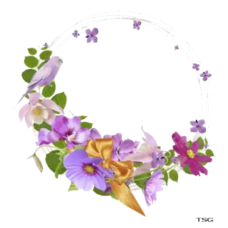 💐 floral, flores, roxo, pássaro, primavera, guirlanda, natureza telegram sticker