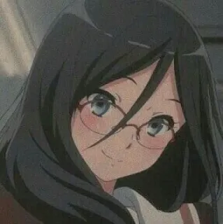 💗 anime, girl, glasses, cartoon, character, portrait telegram sticker