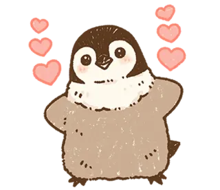 🐧 ペンギン, 可愛い, 愛, ハート, 動物 whatsapp sticker