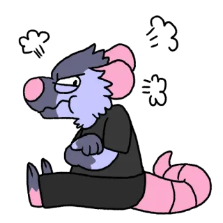 😤 rata, enojado, dibujos animados, animal, sentado, roedor whatsapp sticker