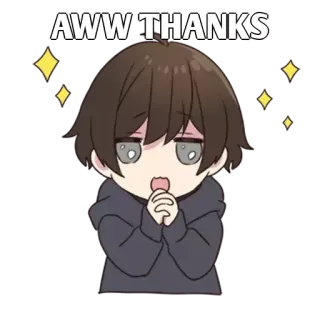 ✨ AWW THANKS Anime, Carino, Grato, Grazie, Kawaii whatsapp sticker