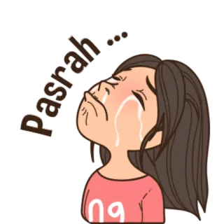 😣 Pasrah... triste, llorando, desesperación, emoción, mujer, dibujo animado whatsapp sticker