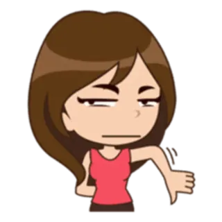 👎 dislike, thumbs down, negative, cartoon, woman telegram sticker
