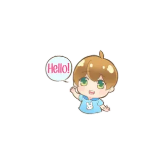 😁 Hello! Gruß, Hallo, Chibi, Süß, Junge, Cartoon whatsapp sticker