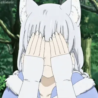 🤭 Anime, Chica, Orejas de zorro, Esconder, Chica anime, Orejas de animales telegram sticker