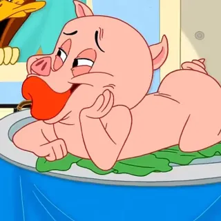 🥕 Porky Pig Dibujo animado, Cerdo, Personaje, Divertido, Looney Tunes, Humor, Comida telegram sticker