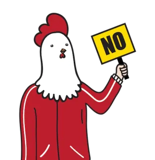 🙅‍♀️ NO Huhn, Nein, Protest, Tier, Schild, Ablehnung telegram sticker