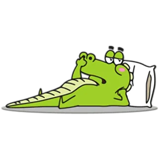 😪 crocodile, sleepy, cartoon, lazy, pillow, reptile, animal telegram sticker
