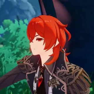 🌟 Diluc Genshin Impact anime, red hair, video game, genshin impact, character telegram sticker