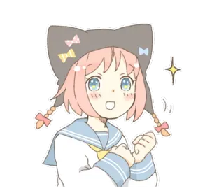 😃 anime girl, kawaii, cute, cartoon, sticker, manga whatsapp sticker