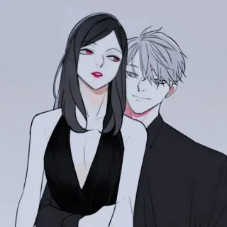 🖤 coppia, donna, uomo, ritratto, cartone animato, moda telegram sticker