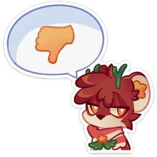 👎 dier, afkeer, cartoon, duim omlaag, afwijzing, negatief, vos telegram sticker