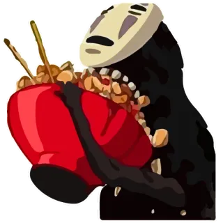 🍗 No-Face Spirited Away Anime, A Viagem de Chihiro, Sem Rosto, Ghibli, Comida, Ramen, Desenho animado, Personagem telegram sticker