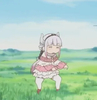 🍥 Kanna Kamui Miss Kobayashi's Dragon Maid Anime, Drache, Kanna, Süß, Tanz, Meme whatsapp sticker
