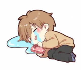 🏫 khóc, buồn, anime, con trai, quà, trái tim, đẫm lệ, khó chịu, cảm xúc telegram sticker