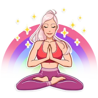 🧘‍♀ Yoga, Meditation, Regenbogen, Friedlich, Frau, Übung telegram sticker