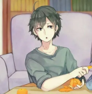 ⛓ Anime, Männlich, Orange, Casual, Drinnen whatsapp sticker