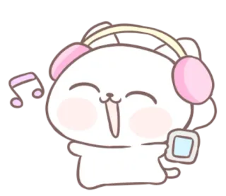 🐱 兔子, 耳机, 音乐, 可爱, 动物, 卡通 telegram sticker