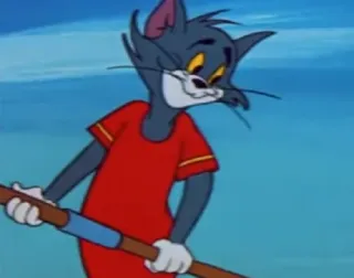 😊 Tom Cat Tom and Jerry мультфильм, кот, весло, пляж, лето whatsapp sticker