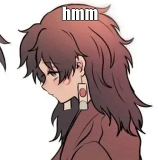 🙂 hmm hmm, anime, girl, pensive telegram sticker