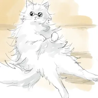 🐈 Katze, Sonnenbrille, Weiße Katze, Tier, Haustier, Illustration telegram sticker
