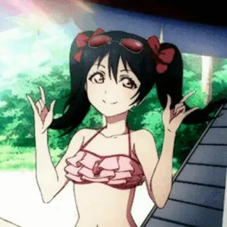 🎈 Nico Yazawa Love Live! Anime, Mädchen, Idol, Badeanzug, Fröhlich telegram sticker
