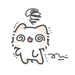 ✳️ кот, мультфильм, головокружение, милый, животное, наклейка whatsapp sticker