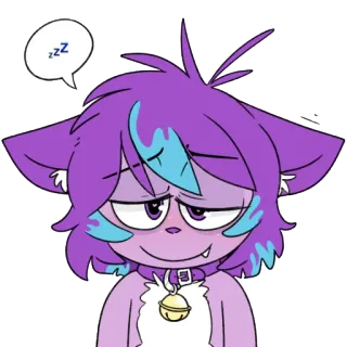 💤 zzz การ์ตูน, ง่วง, สัตว์, แมว, น่ารัก, สีม่วง telegram sticker