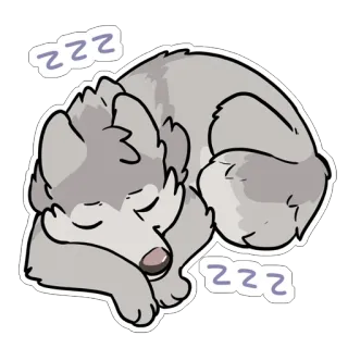 😴 zzz slaperig, slapen, hond, dier, schattig, wolf telegram sticker