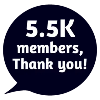 😵 5.5K members, Thank you! membros, comunidade, obrigado, celebração, marco telegram sticker