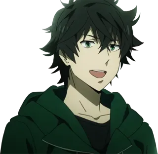 😃 Naofumi Iwatani The Rising of the Shield Hero Anime, Charakter, Shield Hero, lächelnd whatsapp sticker