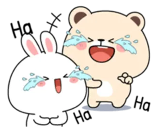 😋 토끼, 곰, 울음, 슬픈, 감정적인, 만화, 스티커 telegram sticker