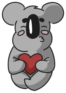 ❤ koala, dessin animé, animal, cœur, mignon, amour whatsapp sticker