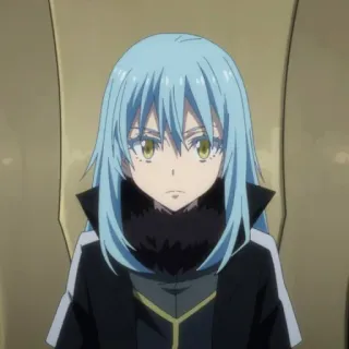 🙁 Rimuru Tempest That Time I Got Reincarnated as a Slime Аниме, Исекай, Слизь, Голубые волосы, Милый, Магия telegram sticker