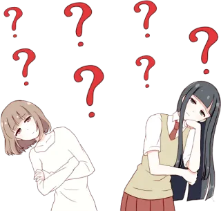 🤔 อนิเมะ, เครื่องหมายคำถาม, กำลังคิด, การ์ตูน, มังงะ, น่ารัก, เด็กผู้หญิง telegram sticker