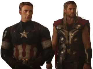 👬 Captain America and Thor super-héros, Marvel, Avengers, Captain America, Thor telegram sticker