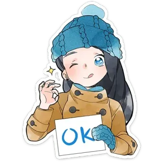 👌 OK ok, garota, inverno, desenho animado, fofo, amigável telegram sticker